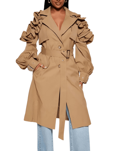 Black Khaki Long Trench Coat Women's Belt Elegant Chic Stylish Luxury Clothes Runway Fashion -, Coat , Drestiny , Australia, Black, Canada, Coats, Khaki, L, M, New Zealand, S, Trench Coats, United Kingdom, United States, XL, XXL , Drestiny , www.shopdrestiny.com
